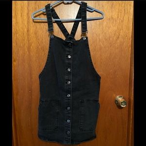 Black Denim Overall Dress